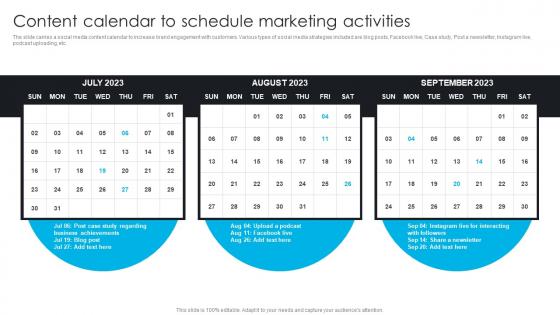 Content Calendar To Schedule Marketing Activities Comprehensive Guide To 360 Degree Marketing Strategy