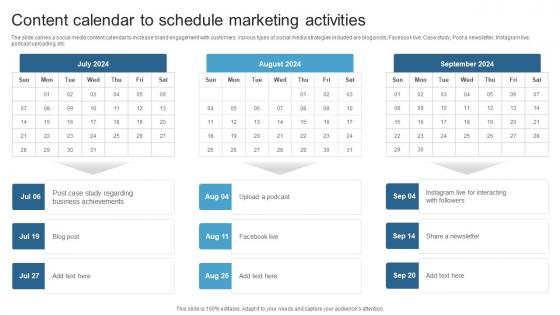 Content Calendar To Schedule Marketing Activities Maximizing ROI With A 360 Degree