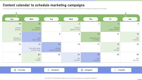 Content Calendar To Schedule Marketing Campaigns Strategies To Ramp Strategy SS V