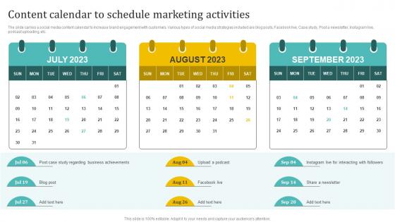Content Calendar To Schedule Marketing Holistic Approach To 360 Degree Marketing