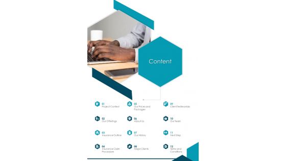 Content Commercial Insurance Proposal One Pager Sample Example Document