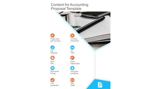 Content For Accounting Proposal Template One Pager Sample Example Document