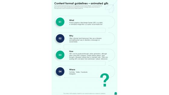 Content Format Guidelines Animated Gifs Social Media Playbook One Pager Sample Example Document