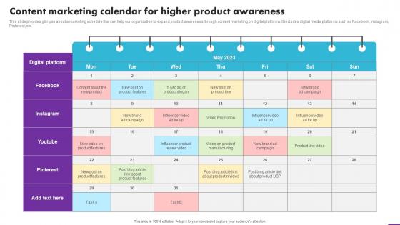 Content Marketing Calendar For Higher Product Awareness Analyzing User Experience Journey