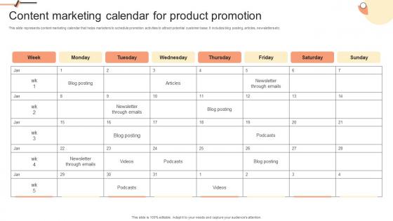 Content Marketing Calendar For Product Building Network Marketing Plan For Salesforce MKT SS V