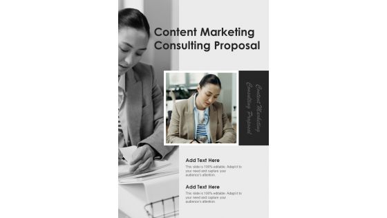 Content Marketing Consulting Proposal One Pager Sample Example Document