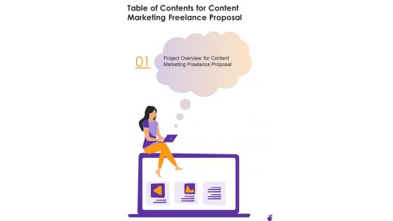 Content Marketing Freelance Proposal For Table Of Contents One Pager Sample Example Document