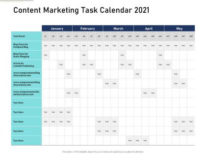Content marketing task calendar 2021 content mapping definite guide creating right content ppt slides