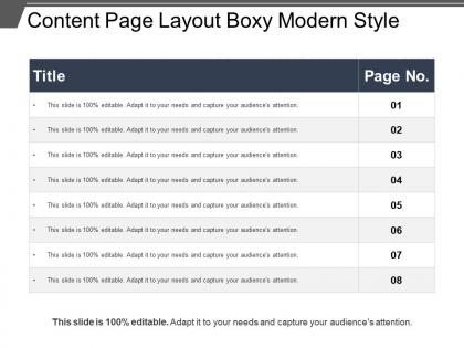 Content page layout boxy modern style