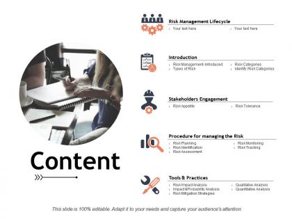 Content risk management lifecycle c403 ppt powerpoint presentation outline graphic images