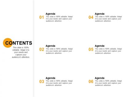 Contents agenda d103 ppt powerpoint presentation ideas example file