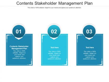 Contents stakeholder management plan ppt powerpoint presentation infographics layouts cpb