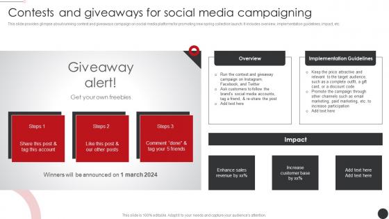 Contests And Giveaways For Social Planning Promotional Campaigns Strategy SS V