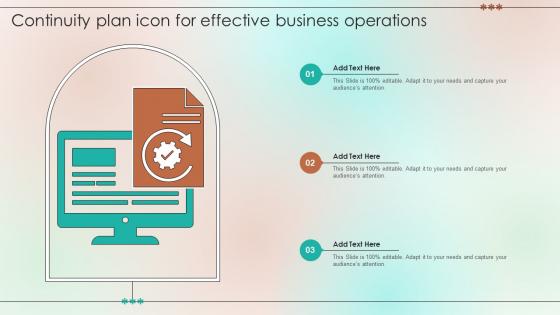 Continuity Plan Icon For Effective Business Operations