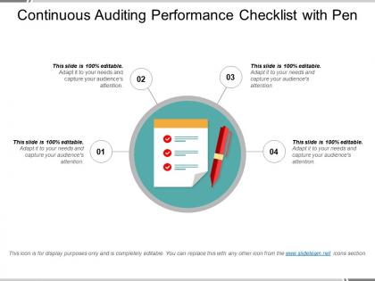 Continuous auditing performance checklist with pen