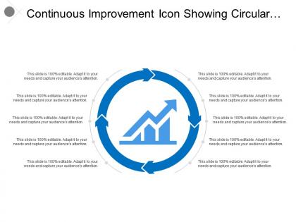 Continuous improvement icon showing circular arrows with graph