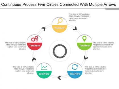 Continuous process five circles connected with multiple arrows