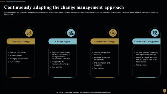 Continuously Adapting The Change Management Plan For Organizational Transitions CM SS