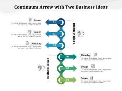 Continuum arrow with two business ideas