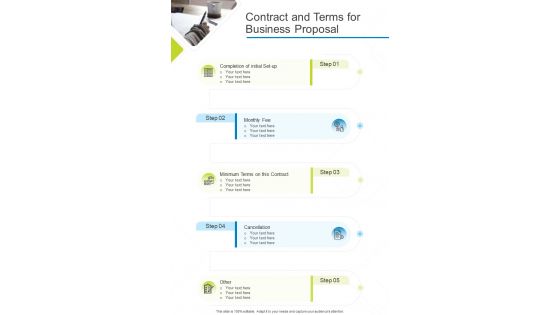 Contract And Terms For Business Proposal One Pager Sample Example Document