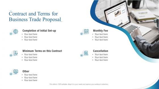 Contract and terms for business trade proposal ppt slides outline