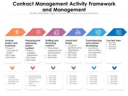 Contract management activity framework and management