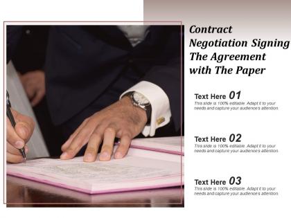 Contract negotiation signing the agreement with the paper