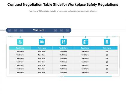 Contract negotiation table slide for workplace safety regulations infographic template