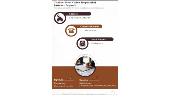 Contract Us For Coffee Shop Market Research Proposal One Pager Sample Example Document