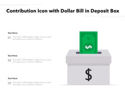 Contribution icon with dollar bill in deposit box