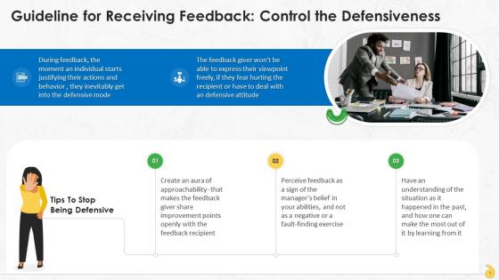 Control Defensiveness For Receiving Feedback Constructively Training Ppt