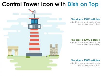 Control tower icon with dish on top
