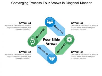 Converging process four arrows in diagonal manner
