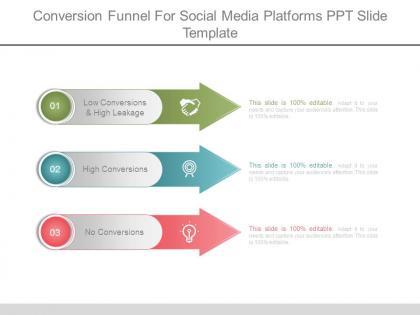 Conversion funnel for social media platforms ppt slide template