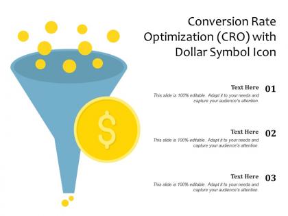 Conversion rate optimization cro with dollar symbol icon