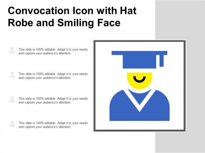 Convocation icon with hat robe and smiling face