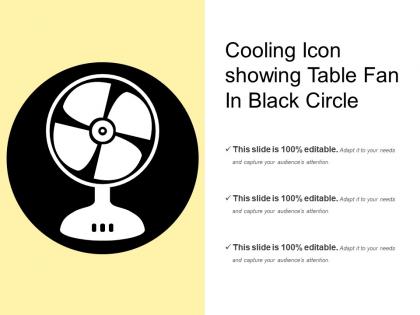 Cooling icon showing table fan in black circle