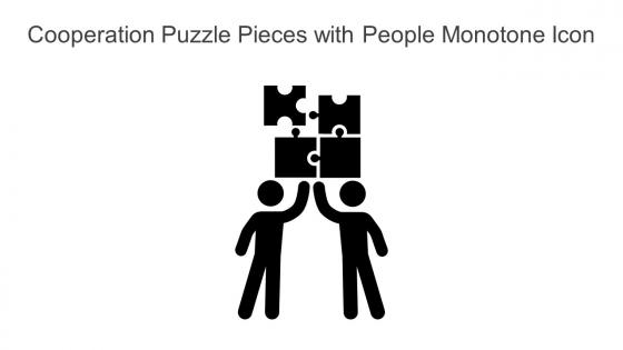 Cooperation Puzzle Pieces With People Monotone Icon In Powerpoint Pptx Png And Editable Eps Format