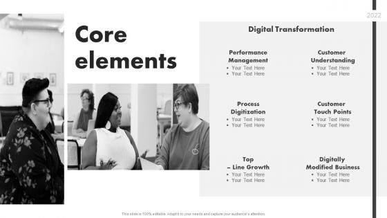 Core Elements Business Transformation Ppt Powerpoint Presentation Show Graphics