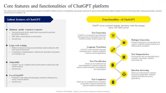 Core Features And Functionalities Of ChatGPT OpenAI Conversation AI Chatbot ChatGPT CD V