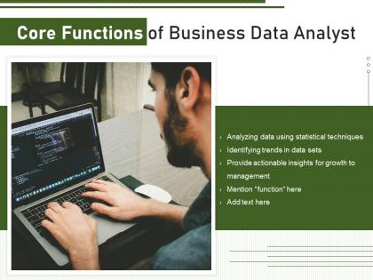 Core functions of business data analyst