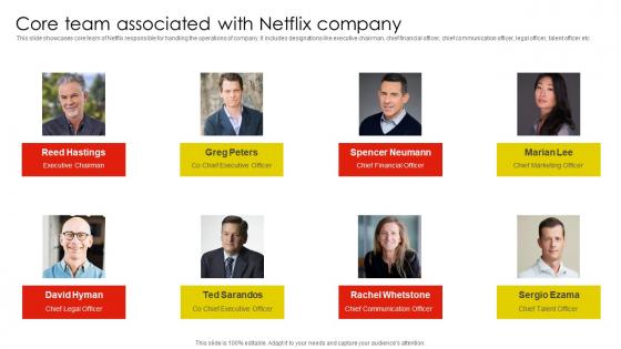 Core Team Associated With Netflix Email And Content Marketing Strategy SS V