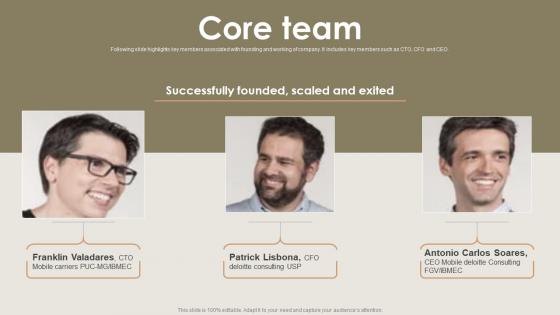 Core Team Business Management Fundraising Pitch Deck