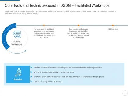 Core tools and techniques used in dsdm facilitated workshops dynamic system development model it