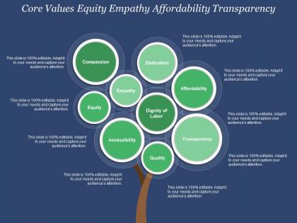 Core values equity empathy affordability transparency