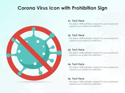 Corona virus icon with prohibition sign