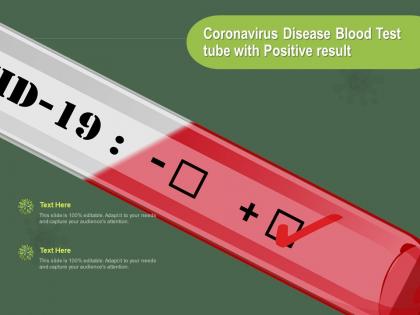 Coronavirus disease blood test tube with positive result ppt powerpoint presentation show backgrounds