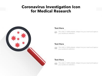 Coronavirus investigation icon for medical research