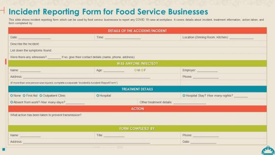 Coronavirus Mitigation Strategies Food Service Incident Reporting Form For Food