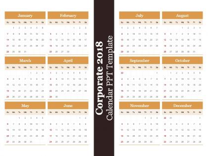 Corporate 2018 calendar ppt template